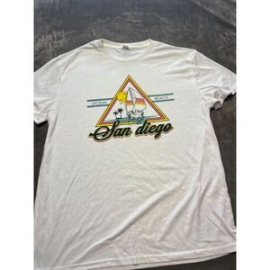 Vintage 90s San Diego Sailing Tee T Shirt Large‎ Single Stitch USA Made White